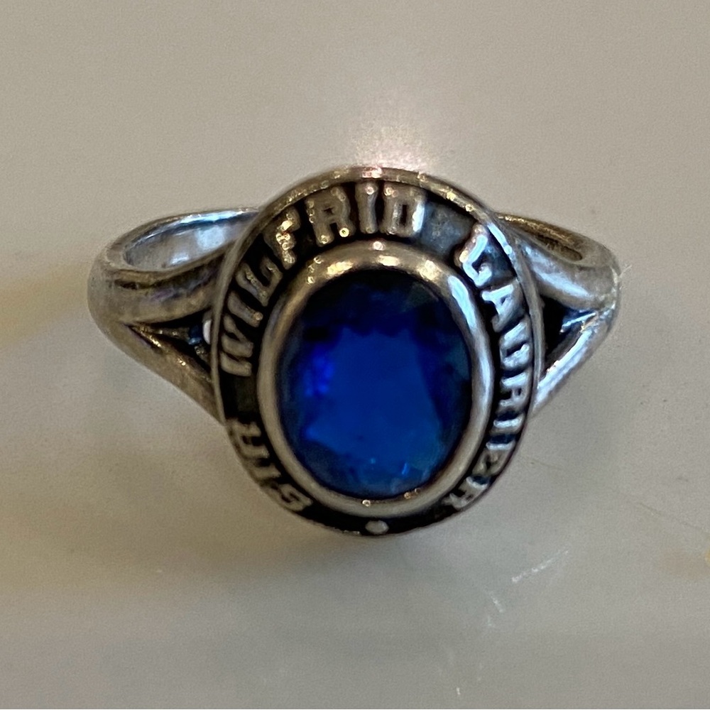 Wilfred Laurier Blue Sapphire  sterling Silver Ring Sz 7